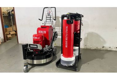 An industrial floor grinder and industrial vacuum cleaner are about to be exported to the United States