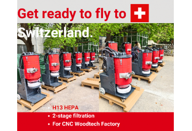 10 Sets of Ronlon RV2 Industrial Vacuum Cleaners for CNC Wood Processing Plants Ready for Departure to Switzerland!